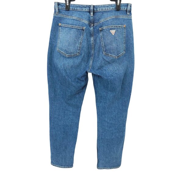 Guess Mom Jeans High Rise Womens 31x27 Med Wash Denim Ankle Style Cropped Pants - Picture 2 of 15